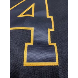 Men's Black & Purple #24 Baseball Jersey - Classic Letter Embroidery, Breathable Button-Up V-Neck, Loose Fit for Training, Competition & Casual Wear - All-Season Sportswear for Men & Teens