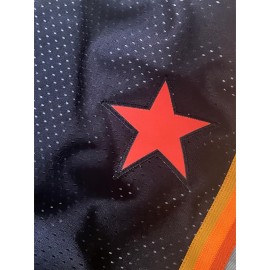 Men's Blue Baseball Shorts with Classic Letter Embroidery & Button Detail - Breathable Loose-Fit Athletic Shorts for Training, Games, Outdoor Activities - All-Season Comfort, Machine Washable, Workout Shorts