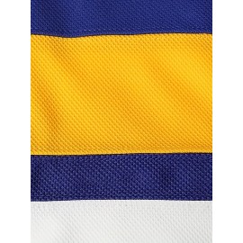 Blue V-Neck Embroidered Men's #18 Ice Hockey Jersey - Long Sleeve, Breathable & Stylish for Sports and Casual Wear