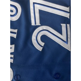 Men's Royal Blue Toronto #27 Baseball Shirt - Breathable Loose Fit V-Neck Embroidered Jersey, Button-Up Casual Sportswear for Outdoor Activities, Running & Daily Wear, All-Season Comfort, Sports Apparel, Sporty Design, Embroidered Detailing