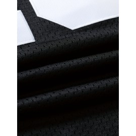 Men'S Black # 45 Breathable Rugby Jersey, Sports V-neck Short Sleeved Uniform For Training And Matches, Embroidered American Football Shirt