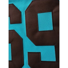 Moon Orchid Men's #69 Ice Hockey Sweatshirt - Loose Fit Breathable V-Neck with Embroidered Logo & SHORE Back Design, Teal & Brown Colorblock for Sports, Casual Streetwear & Outdoor Activities, Sports Fan Apparel, Durable Sportswear