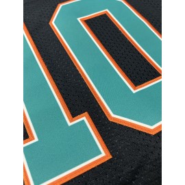 Men's #10 Black American Football Jersey with Teal Accents - Breathable,, Casual V-Neck Sports Uniform for Everyday and Game Day Wear, SHLUCKI