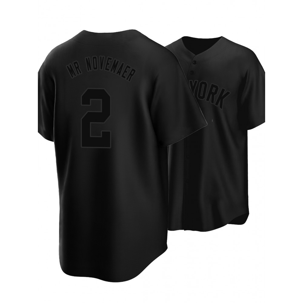 Men's Black #2 Embroidered Baseball Jersey - Loose Fit, Breathable V-Neck Sports Shirt for Casual & Outdoor Wear, NYC Street Style