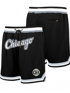 Men's Black Baseball Shorts with Chicago Embroidered Logo - Breathable Loose-Fit Athletic Shorts for Training, Competition & Casual Wear | Machine Washable All-Season Sportswear, Workout Shorts
