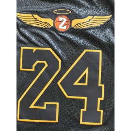Men'S Black Snake Skin Basketball Suit # 24 Classic Retro Embroidered Letter Sleeveless Sweat wicking Breathable Tank Top Basketball Suit