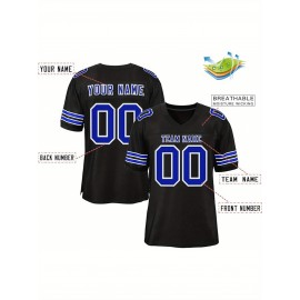 Custom Football Jersey - Personalized Team & Number, Breathable Sweat-Wicking Fabric, V-Neck Design for Men & Women, Plus Size Sports Training T-Shirt for Summer, Football Jersey, Sports Fan Apparel, Sporty Aesthetic, Comfortable Fit