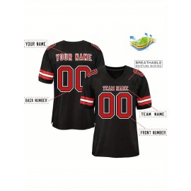 Custom Football Jersey - Personalized Team & Number, Breathable Sweat-Wicking Fabric, V-Neck Design for Men & Women, Plus Size Sports Training T-Shirt for Summer, Football Jersey, Sports Fan Apparel, Sporty Aesthetic, Comfortable Fit