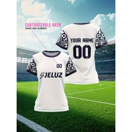 Customizable Plus Size Football Jersey for Women - Personalized Name & Number, Vibrant Soccer Graphic, Soft & Comfortable Fabric, Perfect for Training & Sports Activities, Soccer Accessories