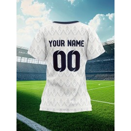 Customizable Plus Size Football Jersey for Women - Personalized Name & Number, Vibrant Soccer Graphic, Soft & Comfortable Fabric, Perfect for Training & Sports Activities, Soccer Accessories