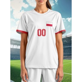 Customizable Women's Plus-Size Football & Baseball Jerseys - Personalized Team Name & Number, Soft Breathable Fabric, Round Neck Summer Sports Casual Wear, Outdoor Team Uniforms