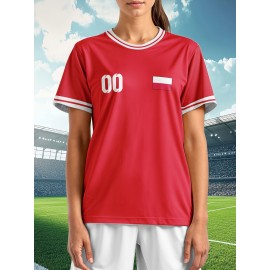Customizable Women's Plus-Size Football & Baseball Jerseys - Personalized Team Name & Number, Soft Breathable Fabric, Round Neck Summer Sports Casual Wear, Outdoor Team Uniforms