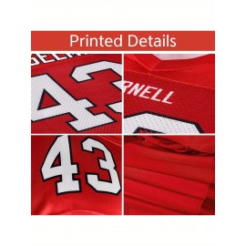 Customized Fitted Plus Size Football Jersey, Personalized Team Name Number, Large Size Women'S Sports Jersey, V-Neck, Non-Stretch Fabric, Print, Summer, with Team Logo, for Sports Activities