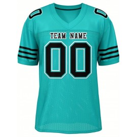 Custom Football Jersey - Personalized Team & Number, Breathable Sweat-Wicking Fabric, V-Neck Design for Men & Women, Plus Size Sports Training T-Shirt for Summer, Football Jersey, Sports Fan Apparel, Sporty Aesthetic, Comfortable Fit