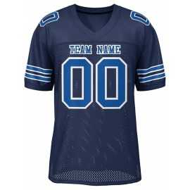 Custom Football Jersey - Personalized Team & Number, Breathable Sweat-Wicking Fabric, V-Neck Design for Men & Women, Plus Size Sports Training T-Shirt for Summer, Football Jersey, Sports Fan Apparel, Sporty Aesthetic, Comfortable Fit