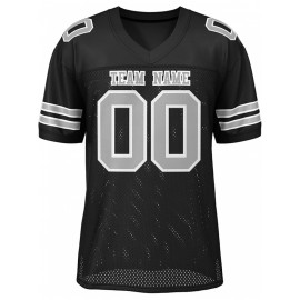 Custom Football Jersey - Personalized Team & Number, Breathable Sweat-Wicking Fabric, V-Neck Design for Men & Women, Plus Size Sports Training T-Shirt for Summer, Football Jersey, Sports Fan Apparel, Sporty Aesthetic, Comfortable Fit