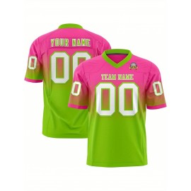 Customizable Plus Size Women'S Football Jersey - Personalized Name & Number, V-Neck Short Sleeve, Black & Neon Green with White Stripes & Logo, Breathable Summer Sports Training Uniform for Outdoor Competition